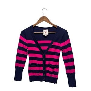 Vintage Y2K Style Junior Size L 14 Striped Cardigan Bella Swan Elena Sweater Pin